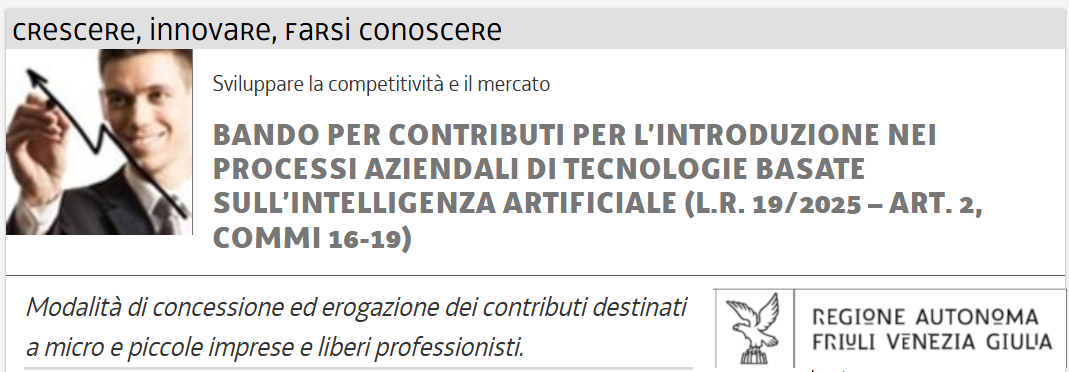 Bando regionale per l'intelligenza artificiale - Regione FVG